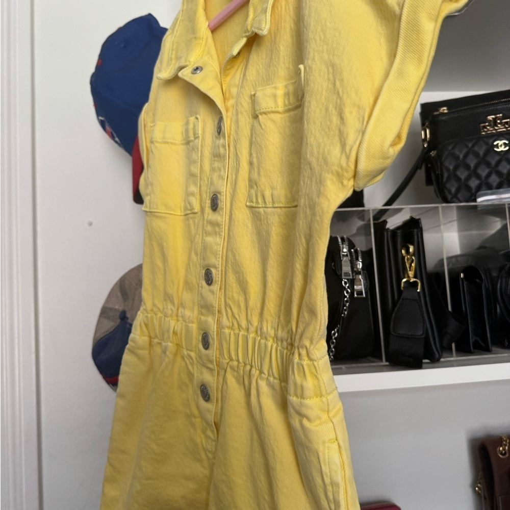 Cat & Jack Sunny Yellow Denim Romper - Picture 2 of 4